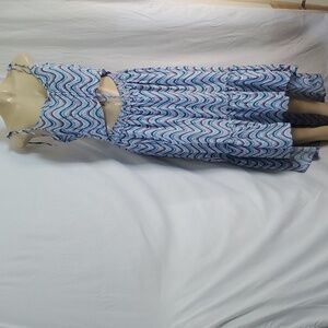 NWT Birch And Stone Blue White High-Low Maxi Dress w/ Front Cut-Out Size Xl